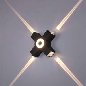 ESCLIGHTING Waterproof Outdoor Cross Star Decorative Wall Light - Black