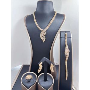 Amazing Luxurious Quality Trend & Beautiful Fashionable Sophisticated Necklace + Earring + Bracelet & Ring For Special Rugged Ladies