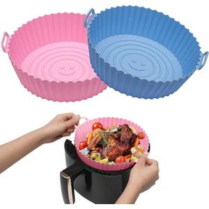 Reusable Silicone Air Fryer Basket Liner – Non-Stick Heat-Resistant Pot Bowl with Handles for Baking & Cooking