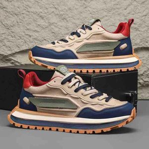 OFFGRID Men’s Casual Sport Sneakers Beige Blue and Red Lace Up Street Style Shoes