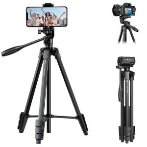 Tripod Stand 3366 ( 6ft tall  ) - Black Aluminum Tripod, Portable Stand, Suitable For Live Streaming and Video Recording. Compatible with Mobile Phones, Cameras, Mini Ring Lights.