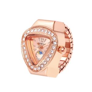 Vintage Golden Ring Watch for Women - Retro Mini Finger Watch, Quartz Movement - ROSE GOLD