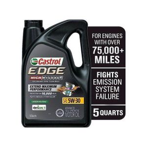 Castrol EDGE High Mileage 5W-30 Advanced Full Synthetic Motor Oil – 5 Quarts (4.73L) – For Engines Over 75,000 Miles