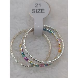 TR THREE VIBRANT COLOURFUL STEEL RINGS SIZE 21