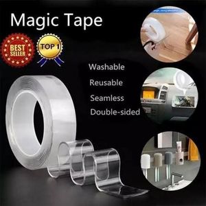 Nano Double Sided Tape – Strong Heavy Duty Magic Tape, Washable & Reusable Transparent Mounting Adhesive (3m/5m)