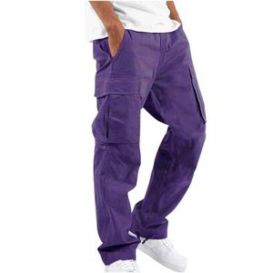 Men Streetwear Cargo Pants Overalls Mens Baggy Hip Hop Joggers Pants  Pockets Harem Pants Purple Sweatpants Korean