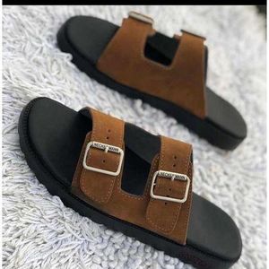 Two Buckle Suede Pam Slippers
