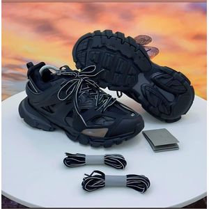 Unisex Chunky Platform Track Sneakers - All-Black & White Accent Outdoor Shoes