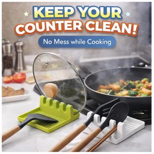 2 Pcs Spoon Rest for Kitchen Heat Resistant Utensil Holder Countertop Drip Tray