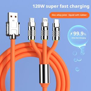 120W Fast Charger Zinc Alloy Charging Cable 3-in-1