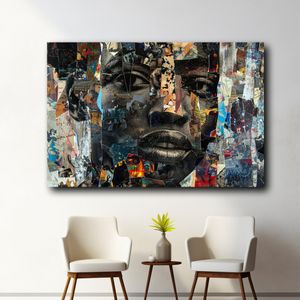 Abstract Paper Black Wall Art Framed Canvas