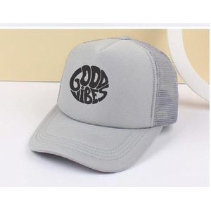 Men's Good Vibes Trucker's Face Cap - Light Grey