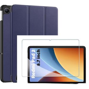 Anti-Drop Leather Smart Case & Screen Protector for Redmi Pad 2 9.7-Inch (2026) - Blue