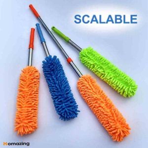 Home scalable cleaning duster , colorful microfiber chenille steel handle 1pc