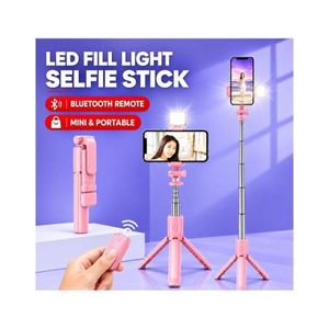 Retractable 2-in-1 Bluetooth Selfie Stick Tripod with Light