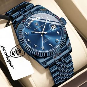 POEDAGAR  DAY DATE CLASSIC MEN BRACELET WRISTWATCH