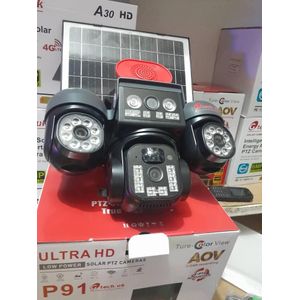 V380 4-Lens 4G LTE Solar PTZ Security Camera – 360° Panoramic Coverage, 4K Ultra HD, AI Detection & Night Vision