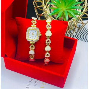 women's FEMALE 2 IN ONE WOMEN’S WRISTWATCH WITH BRACELET AND BOX - LADIES WRISTWATCH WITH BRACELET - WRISTWATCH SET FOR GIRLS - WRISTWATCH SET FOR WOMEN