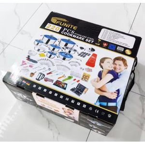 Complete Kitchen Set - FUNITE 220 Piece Stainless Steel Cookware Set, Induction Compatible, Complete Kitchen Set with Pots, Pans, Utensils, Cutlery and Bakeware