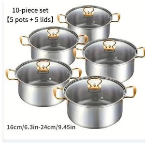 5PCS STAINLESS STEEL HOT POT COOKWARE SET
