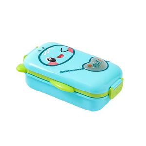 2 partition thermos lunch box with cutlery and mini sauce box