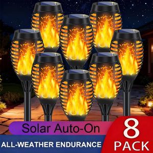 8pcs Solar Flame Lamp Garden Decoration, With Flashing Flame, IP65 Waterproof LED Flameless