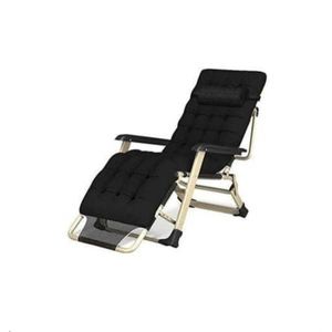 Adjustable Outdoor Relaxing Chair With Cushion- BLACK