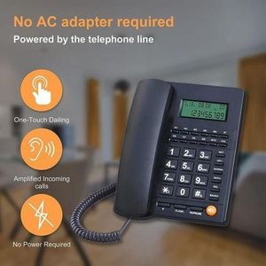 Landline Phone - For Home Office Hotel Restaurant - Black
