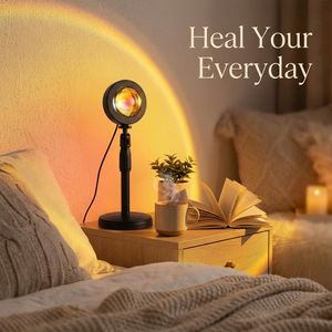 Viral Sunset Lamp with Water Ripple! USB Powered & Height-Adjustable – Warm Ambience for Every Corner!