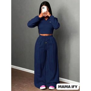 CROP TOP WITH BAGGY- NAVY BLUE