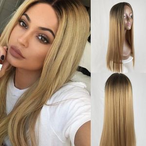 Women’s wig Black to Ash Blonde Ombre Straight Hair Bundles - Hair Extensions