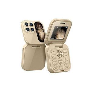 Mtk i17 PRO Mini Foldable Flip Mobile Phone with FM Radio Magic Voice,Speed Dial-Gold