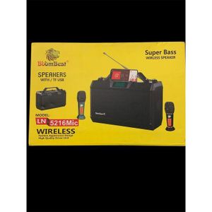  BoomBest LN-5216MIC portable home theater super deep bass high quality sound system + 2 wireless microphone use for karaoke party,home, camping, traveling, office space indoor, outdoor entertainment
