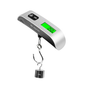 Travel LED digital hanging luggage scale portable 50KG with battery, sturdy strap for travelers