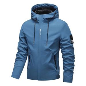 Men's Spring Hooded Casual Jacket - Blue