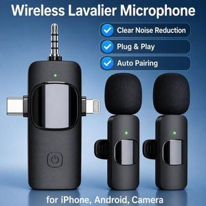  Wireless Microphone for iPhone, Android, Camera, iPad - 3 in 1 Dual Professional Lavalier Mini Mic with USB C, Plug-Play for Video Recording, YouTube, TikTok