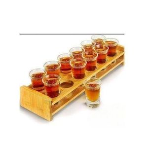 12 Tequila Shot Glasses & Bamboo Holder