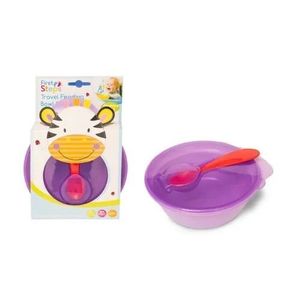 First Steps Baby And Toddler Travel Mealtime Bowl & Spoon Set + Lid (purple)