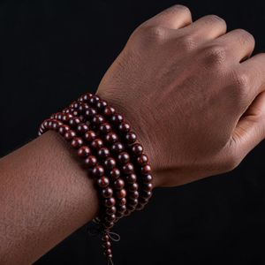 PREMIUM Wooden Bead Hand Chain For Men Women - Dark Wood Bracelet Prayer Rosary Native Accessory