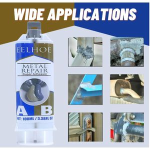 Eelhoe Metal bonding Repair Paste, Super Glue Gel Paste(A+B), Filler, Adhesive for Cast Iron, Radiator Cold Weld high Heat Resistant Glue, Industrial, Metal Cast Iron Repair Glue, Magic Welding Glue, Industrial Heat Resistance Cold Weld Metal Repair Paste