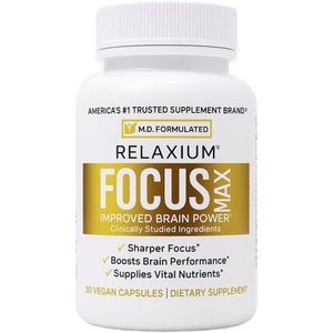 RELAXIUM FocusMax, Brain & Focus Health,Mental Clarity Support, Proven Concentration, Focus, Memory, & Nootropics Booster 30 Capsules