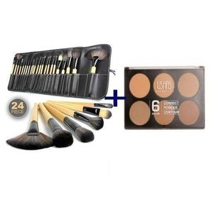 Ushas 6 Colour Powder Pallet + 24 Brush Set