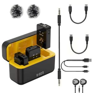   Sx12 ANC Wireless Microphone Noise cancellation long Battery Life for camera & all phones plug& play clip on buckle portable dual Lapel Mic Charging case - multi-purpose