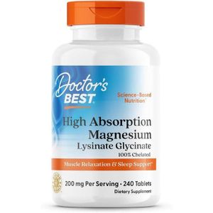 Doctor's BEST High Absorption Magnesium Glycinate 240 Tablets, Chelated for Maximum Absorption to aid Sleep, Muscle Relaxation