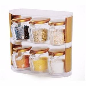 Clear Glass Square Spice Jar with Black Two Sided Sifter - 8 oz / 240 ml