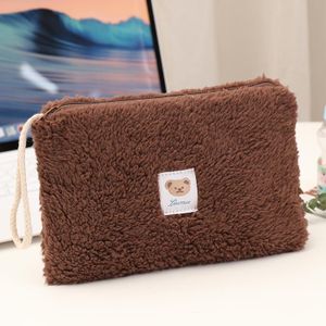 Fluffy Plush Pencil Case for Girls, Soft Furry Cosmetic Bag, Cute Kawaii Storage Pouch with Zipper, Portable Makeup Stationery Bag for School Office Travel