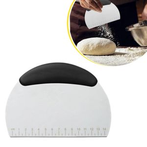 ShebSheb Dough Cutter Bench Scraper with Scale, Stainless Steel Kitchen Scraper, Silicone Grip, 16×12 cm / 6.29×4.72 in