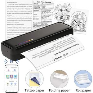 Portable Bluetooth Thermal Printer A4 Rechargeable Mobile Printer 