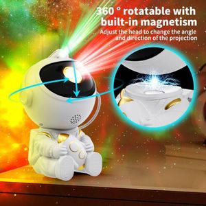 Dou-color Astronaut Star Projector 360° Magnetic Rotation, Nebula Night Light with Remote Control for Bedroom Decor Gift