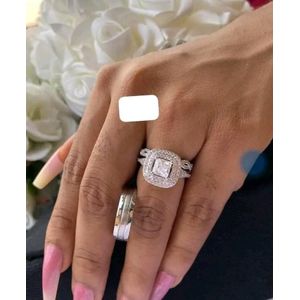 Eternal Silver Plated Wedding Ring Complete Couple Set -Non Fading Silver